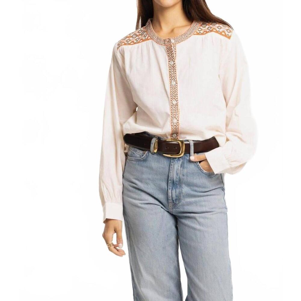 NEW BINDU lola embroidered blouse in ivory